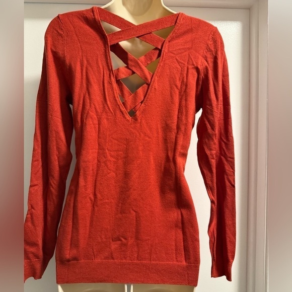 Love Ellie Burnt Orange V Neck Sweater XS - Picture 6 of 11